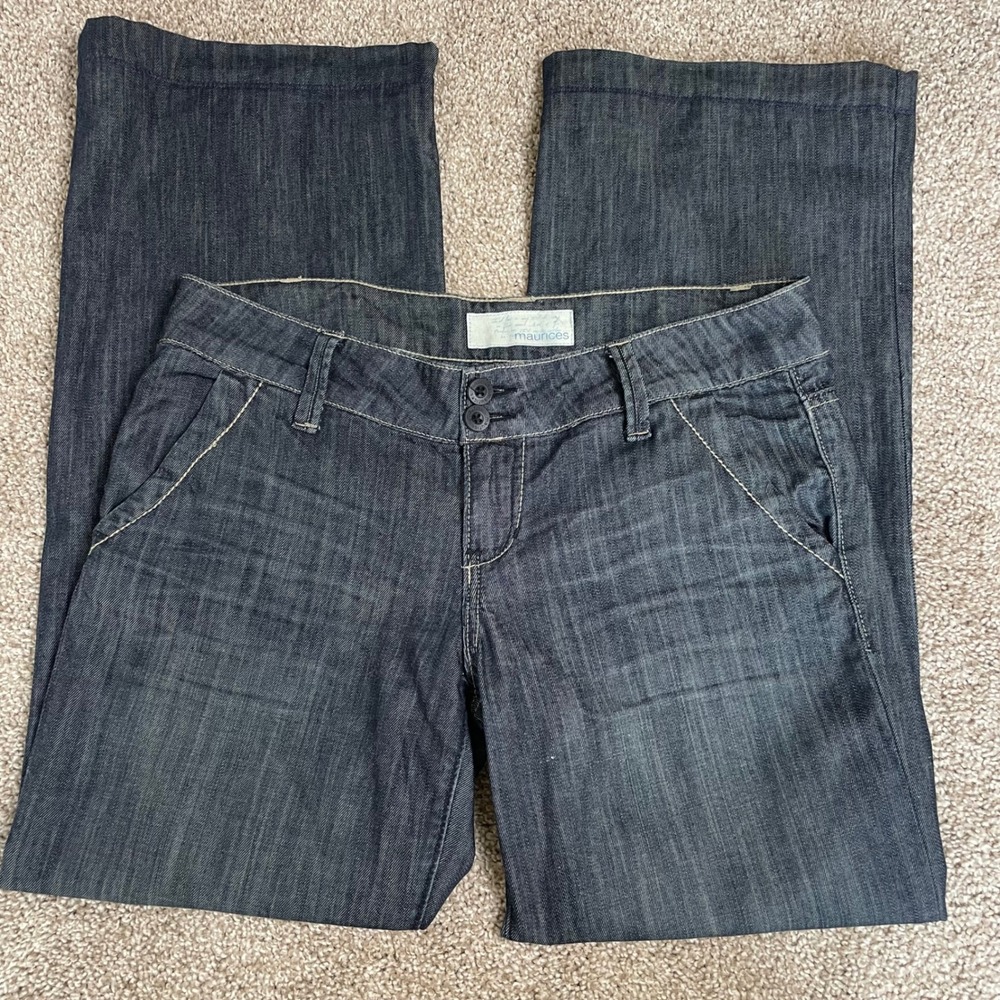 Vintage Y2K Low Rise Wide Leg Jeans Grunge Green Wash Double Button Size 10